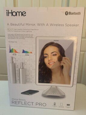 iHome Reflect Pro Vanity Mirror With Bluetooth Speaker Full Spectrum Lighting US
